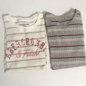 Lot Of 2 Size 13/14 Abercrombie Kids Girls Graphic/Striped Tees